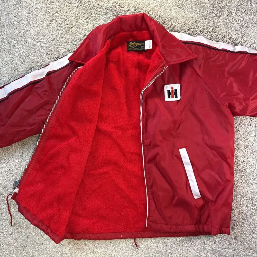 Swingster International Harvester Jacket Men Medium Red 70s Racing Fleece Lined - Picture 6 of 7